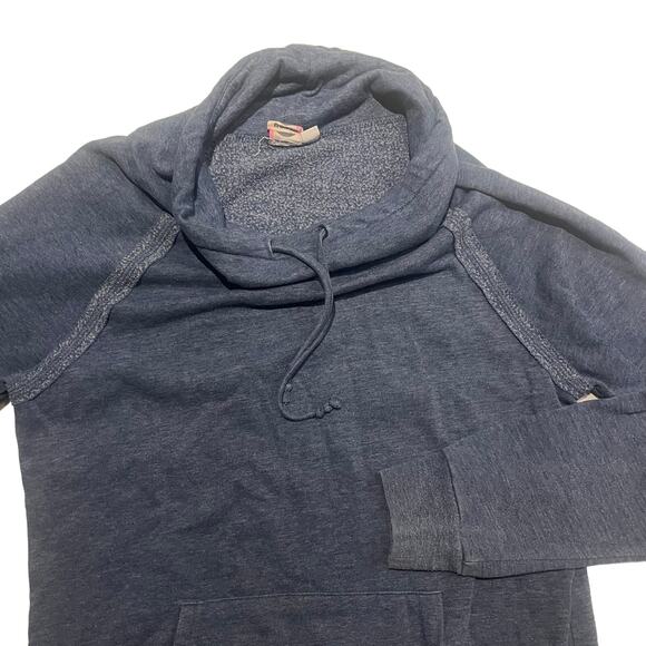 Roxy Sweater Womens Large‎ Blue Hooded Long Sleeve Sweatshirt Distressed - Picture 1 of 13